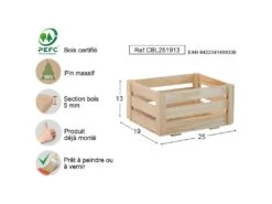 Caisse De Rangement En Pin Massif 25 X 19 X 13 Cm -Electroménager Soldes accessoire de rangement 12808351