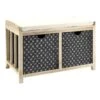Banc En Paulownia Naturel Et Teinté Noir 2 Tiroirs -Electroménager Soldes accessoire de rangement 12808669
