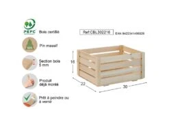 Caisse De Rangement En Pin Massif 30 X 22 X 16 Cm -Electroménager Soldes accessoire de rangement 12808957