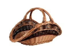 Panier à Bûches En Osier Buff Bicolore