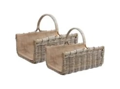 Paniers à Bûches Tressés En Poelet (Lot De 2)