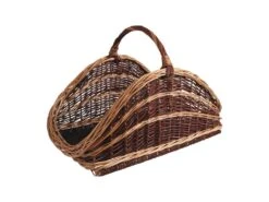 Panier à Bûches En Osier Brut Et Buff