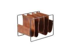 Porte-revues 5 Compartiments En Métal Et Cuir De Chèvre