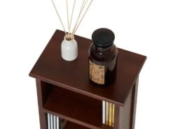Etagère MUSICA, Rangement Pour CD Avec 4 Tablettes, Au Style Maison De Campagne, En Bois De Paulownia Et MDF Lasuré Brun Foncé -Electroménager Soldes accessoire de rangement 13047491