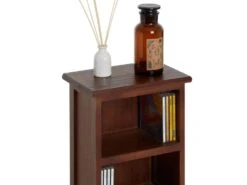 Etagère MUSICA, Rangement Pour CD Avec 4 Tablettes, Au Style Maison De Campagne, En Bois De Paulownia Et MDF Lasuré Brun Foncé -Electroménager Soldes accessoire de rangement 13047493