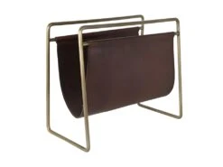 Scholar - Porte Revues Vintage Cuir Et Métal - Couleur - Marron