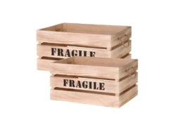 Cagette En Bois Brut Fragile (Lot De 2)