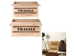 Cagette En Bois Brut Fragile (Lot De 2) -Electroménager Soldes accessoire de rangement 13396847