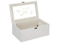 Boîte à Couture En Bois Et Tissu Ivoire -Electroménager Soldes accessoire de rangement 13435455