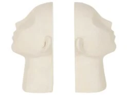 Serre-livres Têtes Abstraites En Résine Beige