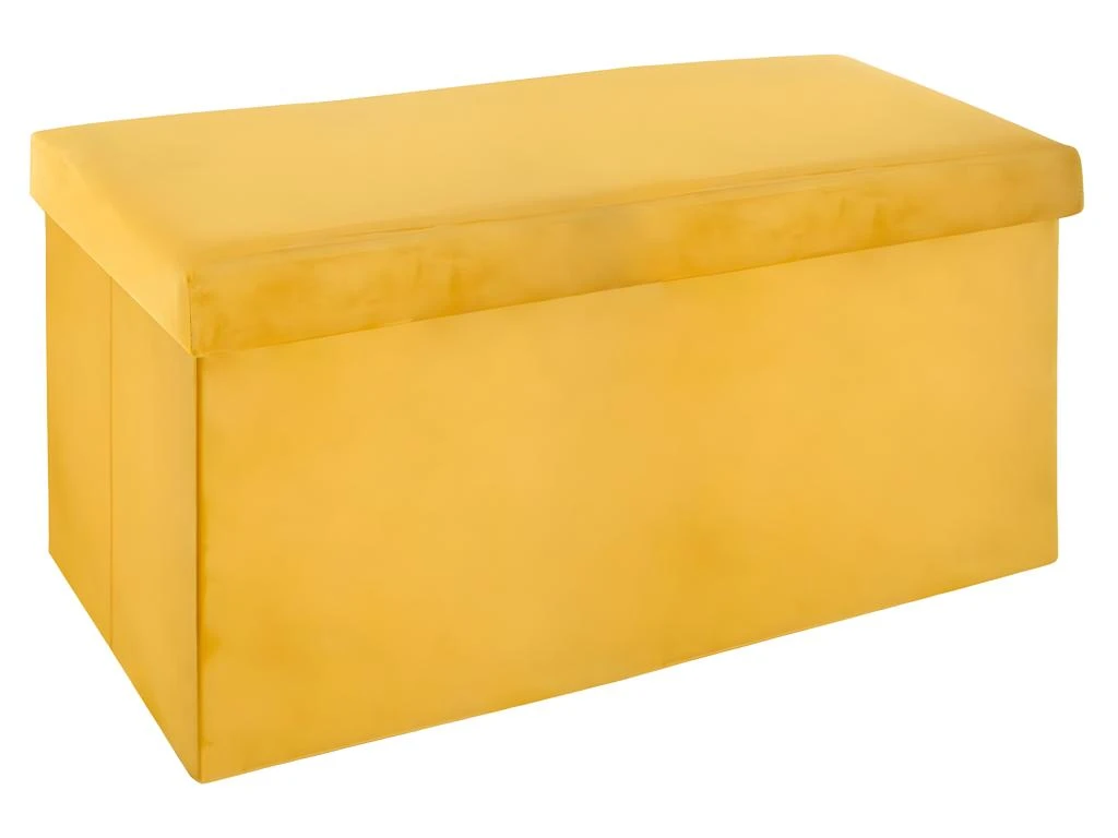 2 En 1 Pouf Pliant Double Et Coffre De Rangement Velours Moutarde 76.6 X H 37.5 Cm 3 2 En 1 Pouf Pliant Double Et Coffre De Rangement Velours Moutarde 76.6 X H 37.5 Cm