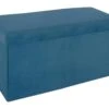 2 En 1 Pouf Pliant Double Et Coffre De Rangement Velours Bleu 76.6 X H 37.5 Cm