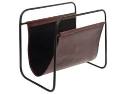 Porte Revues En Cuir Sur Support En Métal Noir