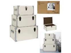 Set De 3 Malles Décoratives Vintages Beiges -Electroménager Soldes accessoire de rangement 13498463