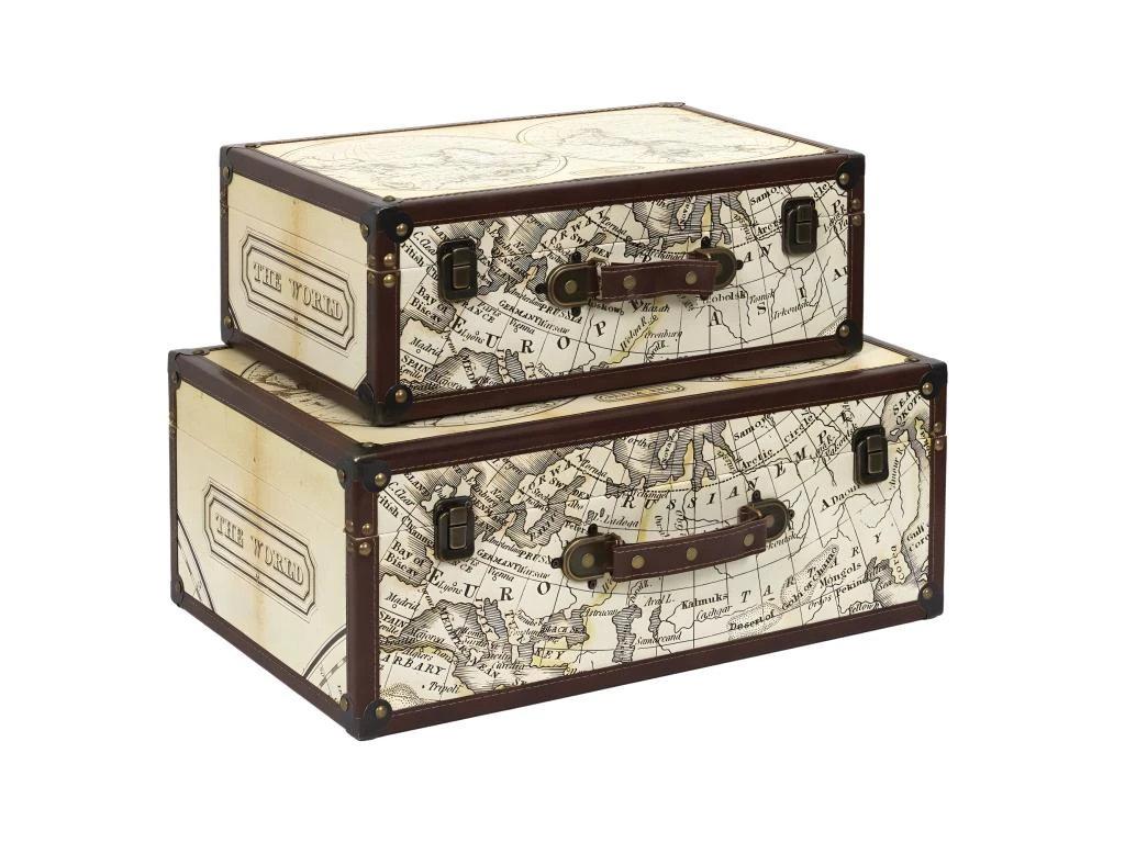 Set De 2 Malles En Bois Mappemonde 3 Set De 2 Malles En Bois Mappemonde