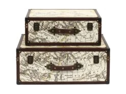 Set De 2 Malles En Bois Mappemonde 8 Set De 2 Malles En Bois Mappemonde -Electroménager Soldes accessoire de rangement 13524525