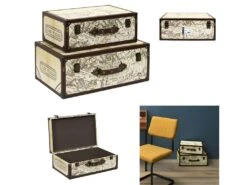 Set De 2 Malles En Bois Mappemonde 11 Set De 2 Malles En Bois Mappemonde -Electroménager Soldes accessoire de rangement 13524531