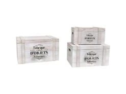 Set De 3 Malles En Bois Authentique