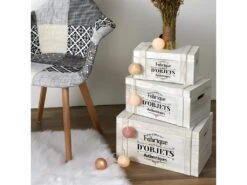 Set De 3 Malles En Bois Authentique -Electroménager Soldes accessoire de rangement 13524539