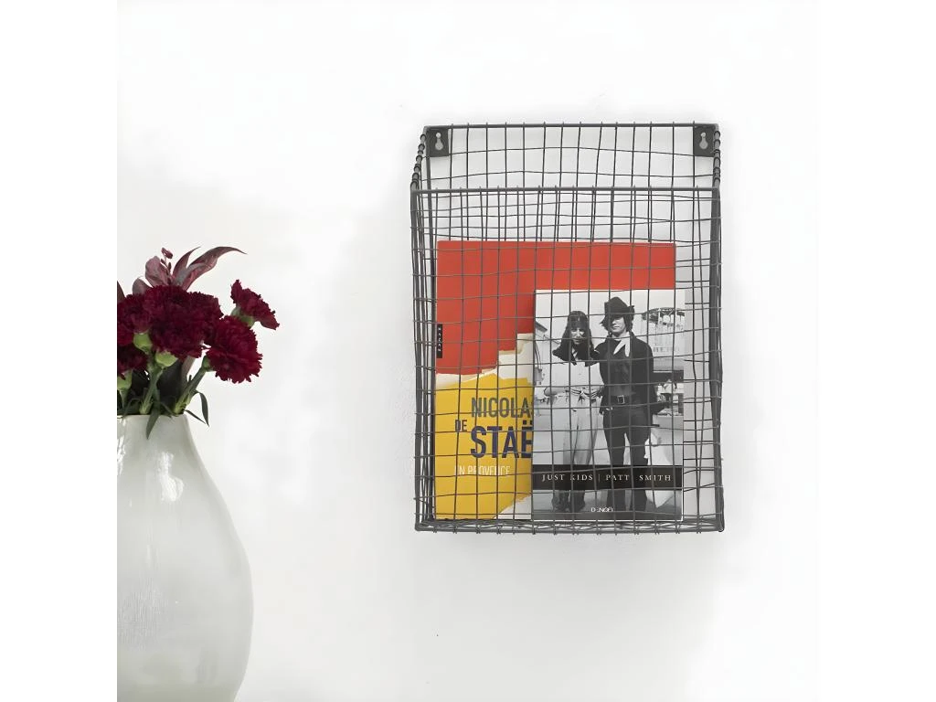 Porte-revues Mural Métal Grillagé 5 Porte-revues Mural Métal Grillagé – Image 3