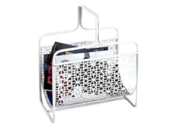Porte-Revues En Métal "Magazines" 45cm Blanc