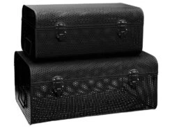 Lot De 2 Coffres De Rangement Cantines En Métal Noir Perforé