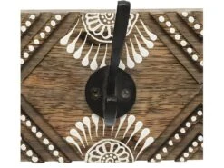 Patère Sculpté 5 Crochets En Manguier Et Fer 56 X 9 X 6 Cm -Electroménager Soldes accessoire de rangement 14460245