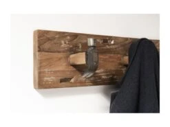 ALIDA - Portemanteau Mural Marron 3 Crochets Marteaux Teck Recyclé Et Métal -Electroménager Soldes accessoire de rangement 14660823