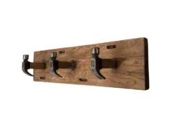 ALIDA - Portemanteau Mural Marron 3 Crochets Marteaux Teck Recyclé Et Métal -Electroménager Soldes accessoire de rangement 14660825