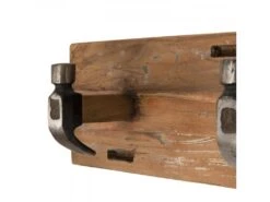 ALIDA - Portemanteau Mural Marron 3 Crochets Marteaux Teck Recyclé Et Métal -Electroménager Soldes accessoire de rangement 14660827