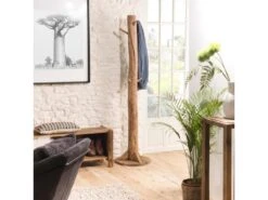 ANDRIAN - Porte-manteau Marron Naturel Bois Pin Recyclé