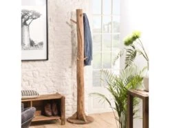 ANDRIAN - Porte-manteau Marron Naturel Bois Pin Recyclé -Electroménager Soldes accessoire de rangement 14660835