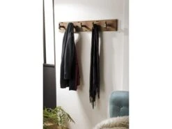 ALIDA - Portemanteau Mural Marron 5 Crochets Marteaux Teck Recyclé Et Métal