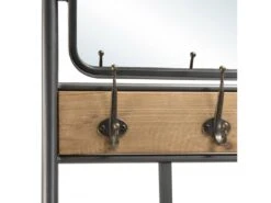 DORIANE - Meuble D'entrée Porte-manteau Bois Sapin Et Métal Avec Miroir 2 étagères -Electroménager Soldes accessoire de rangement 14660853