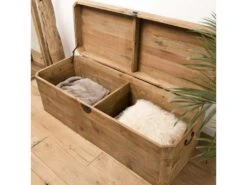 ANDRIAN - Coffre Rangement Marron Bois Pin Recyclé Poignées Métal Noir 9 ANDRIAN - Coffre Rangement Marron Bois Pin Recyclé Poignées Métal Noir -Electroménager Soldes accessoire de rangement 14731137