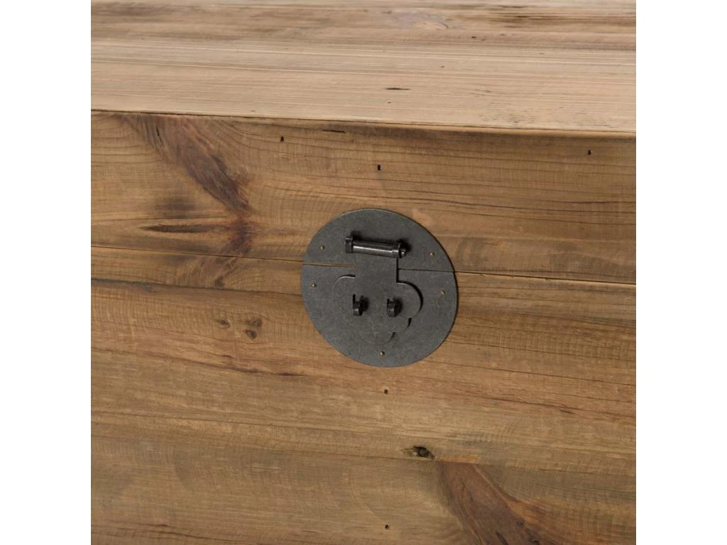 ANDRIAN - Coffre Rangement Marron Bois Pin Recyclé Poignées Métal Noir 6 ANDRIAN - Coffre Rangement Marron Bois Pin Recyclé Poignées Métal Noir – Image 4