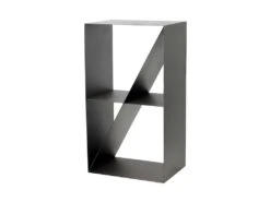 Range Bûches En Acier Noir TSITO Forme Casier Design 45x30x80 Cm -Electroménager Soldes accessoire de rangement 18375189