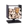 Range Bûches Sur Pied Carrée En Acier Noir 45x30x60 Cm -Electroménager Soldes accessoire de rangement 18375213