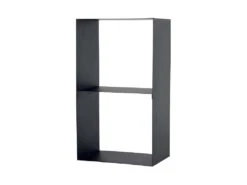 Range Bûches CASEY En Acier Noir à 2 étages 45x30x80 Cm -Electroménager Soldes accessoire de rangement 18375231