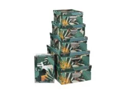 Lot De 6 Boîtes De Rangement Avec Poignées Et Coins En Métal Déco Tropic