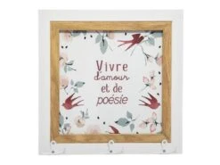 Patère 3 Crochets Imprimé "Poésie" 28cm Blanc