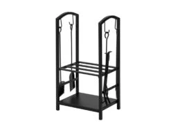 Porte Bûches Serviteur De Cheminée Avec 4 Outils Ensemble D‘outils Pour Intérieur Extérieur,SoBuy SDA01-SCH