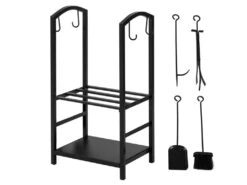 Porte Bûches Serviteur De Cheminée Avec 4 Outils Ensemble D‘outils Pour Intérieur Extérieur,SoBuy SDA01-SCH -Electroménager Soldes accessoire de rangement 19557691