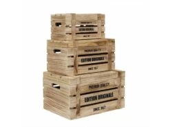 Lot De 3 Cagettes En Bois "Malle" 42cm Marron -Electroménager Soldes accessoire de rangement 19559665