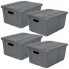 4x Boîte De Rangement Life Story Avec Couvercle Grand 45l Gris Anthracite -Electroménager Soldes accessoire de rangement 19797513