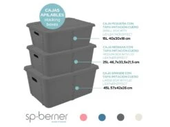 4x Boîte De Rangement Life Story Avec Couvercle Grand 45l Gris Anthracite -Electroménager Soldes accessoire de rangement 19797517