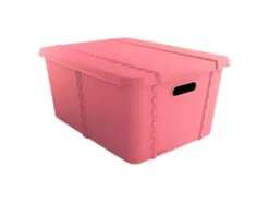 Boîte De Rangement Life Story Avec Couvercle Grand 45l Rose