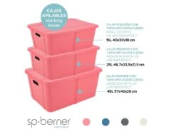 Boîte De Rangement Life Story Avec Couvercle Grand 45l Rose -Electroménager Soldes accessoire de rangement 19797525