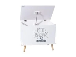 Coffre De Rangement En Bois Sur Pied Coffre à Jouets Blanc -Electroménager Soldes accessoire de rangement 19801943
