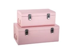 Lot De 2 Cantines Enfant Malle En Métal Rose